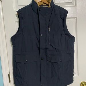 New-Men's Navy Fur Lined Vest ZipFront Size XL